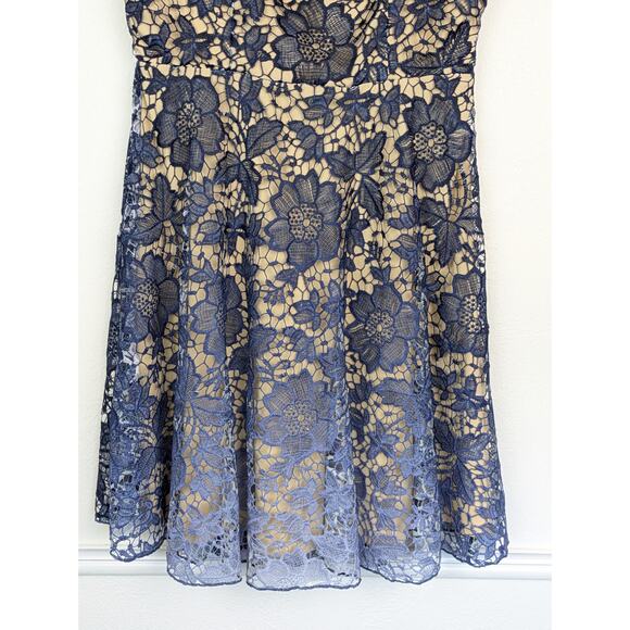 Eva Franco Dress Floral Lace Party Ombre Cottagecore Romantic Boho Blue Size 12 - Picture 3 of 11